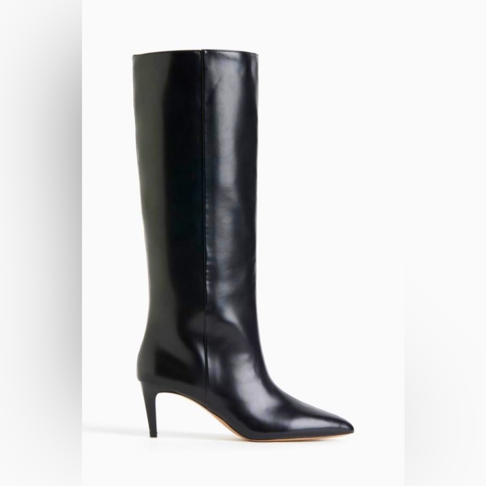 H&M Shiny Black Heeled Boots
